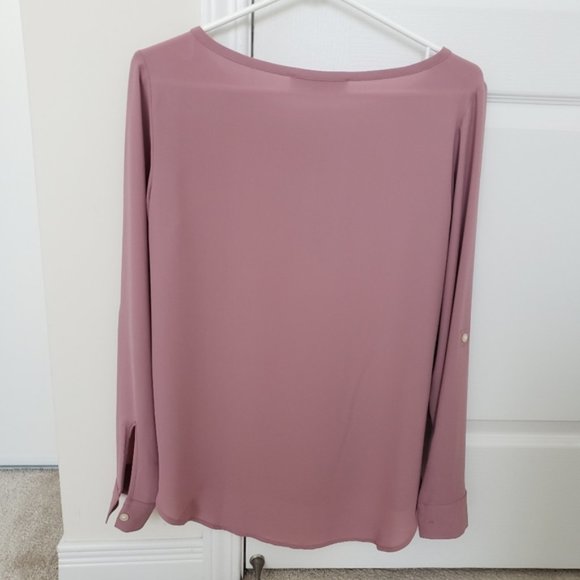 LOFT Dusty Pink Blouse Roll Up Sleeves XS - Picture 8 of 8